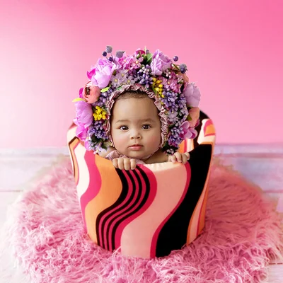 Newborn Phootgraphy Props Flower Baby Hat Baby Headwear Infant Headdress Colorful Baby Cap The Hundred Day Shoot Accessories