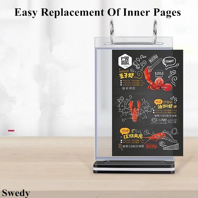 A4 Pagina Draaien Tafel Acryl Teken Houders Display Stand Voor Restaurant Menu Papier Kaarthouder Poster Label Frame