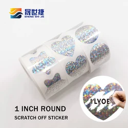 Shengshijie Iinch(25mm) Round Scratch off Sticker label 300pcs/rolls Laser sticker Star Shape For Party Label Wedding Game