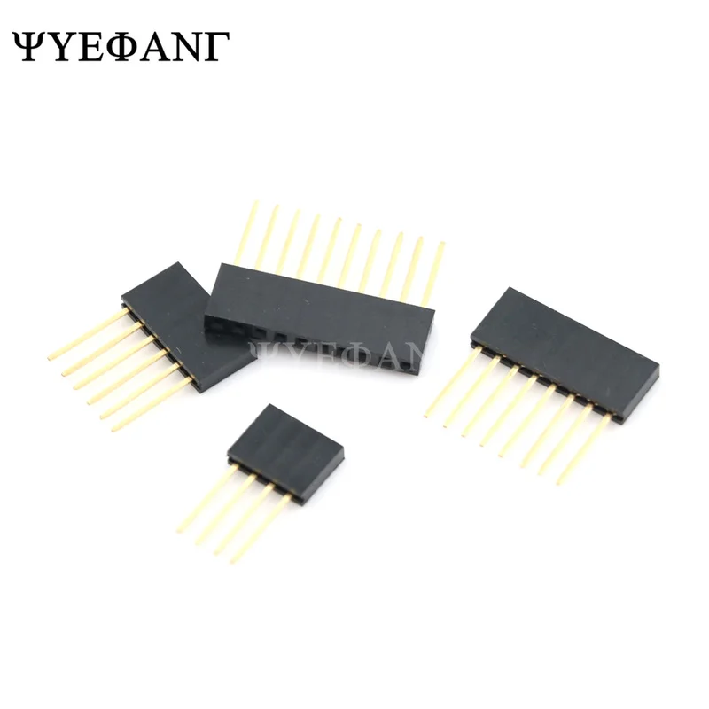 

10pcs Single row 2/3/4/6/8/10/15 Pin 2.54mm Stackable Long Legs Femal Header Connector For Arduino Shield