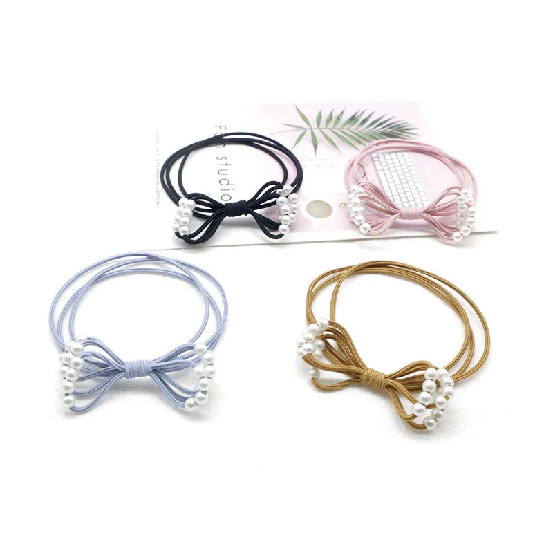 Pearl Bowknot Hair Ring All-match Small Pearl for Tying Hair Rubber Band Hair Band  Hair Accessories