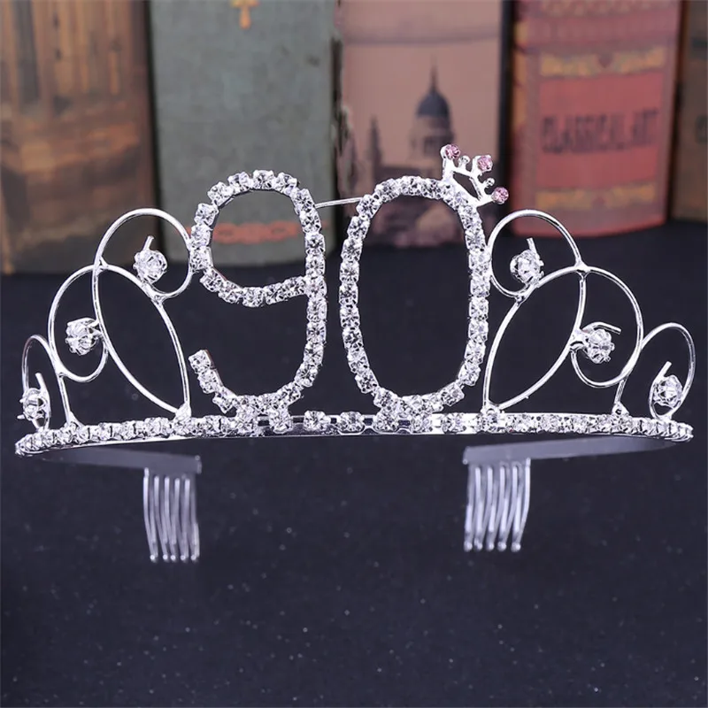 Fashion Women Birthday Crown 18/22/30/50/90 Years Old Birthday Gifts Hair Jewelry Birthday Party Prom Diadem Hair Accessories