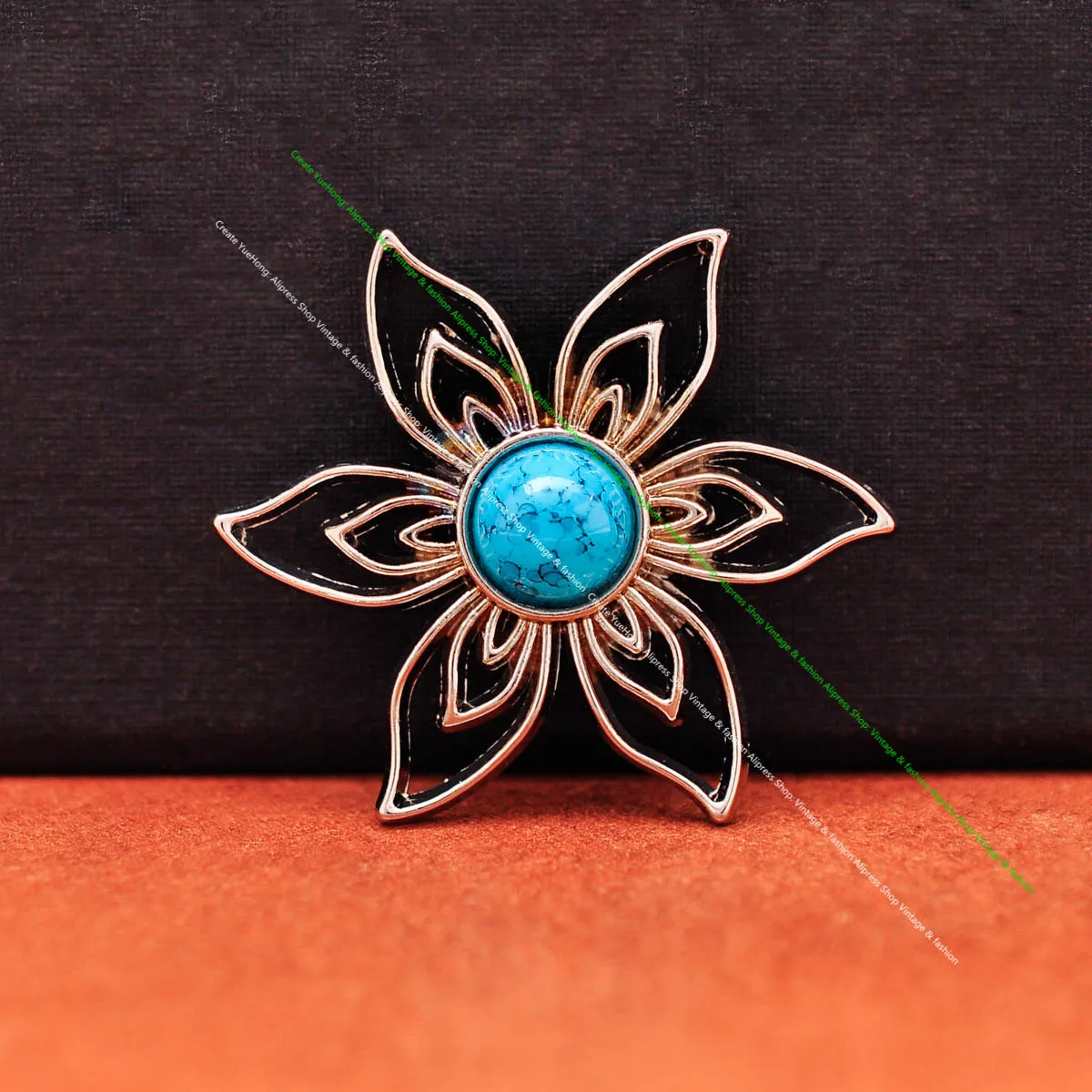 10Pcs 35*30mm Silver Beauty Big Flower Sky Blue Turquoise Concho Leathercraft Belt Accessories Hardware Saddle Concho Screwback