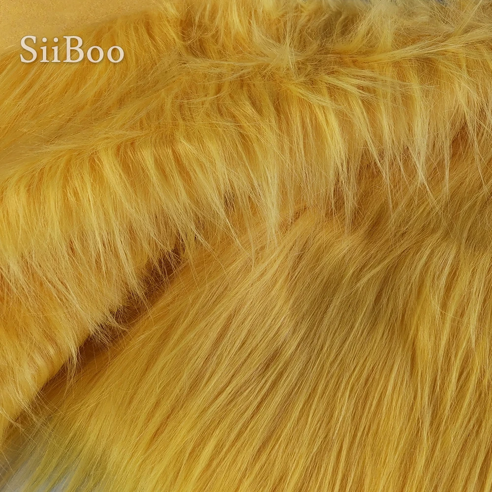 High quality 7cm long pile sky blue yellow plush faux fur fabric for upholstery photography DIY fourrure tela peluda SP6080