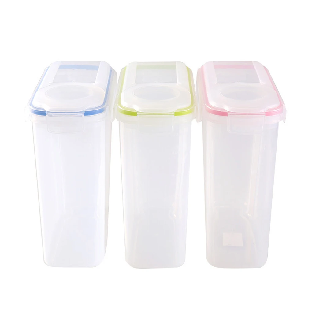 

Plastic Cereal Storage Container 4L Buckle Airtight Dry Food Dispenser Snacks Fresh Keeping Box