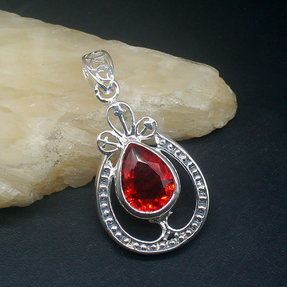 

Fashion Jewelry Unique Genuine 925 Silver Natural Red Garnet Vintage Magic Pendant Necklace Gifts for Women Girls 20213889