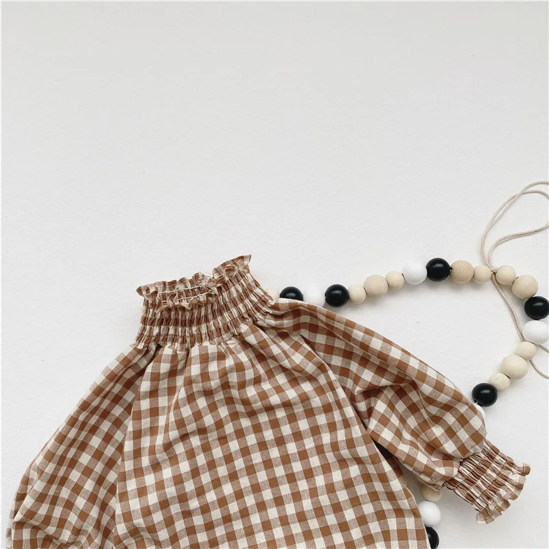 Autumn Floral Bodysuit Newborn Baby Girls Long Sleeve Jumpsuit Cotton Infant Girls Plaid Bodysuit Kids Clothes