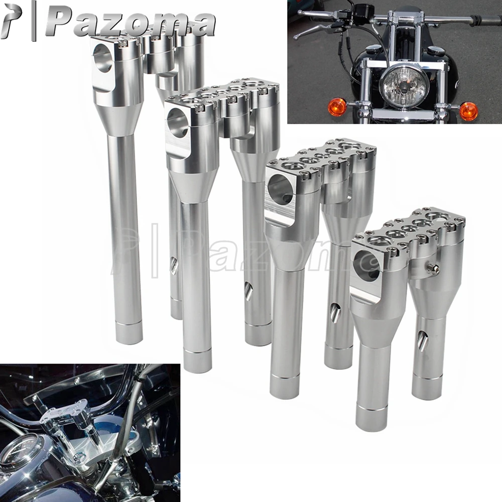 

6" 8"10" 12" Straight Riser One-Piece Column Rise Mount Clamp 1-1/4" Handle Risers For Harley Dyna Street Bob Softail Sportster