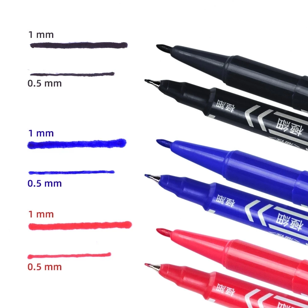 3 Colors Dual Head Marker Pen Tattoo Permanent Makeup Eyebrow Microblading Thin Scribe Tool Body Positioning Marking Tool