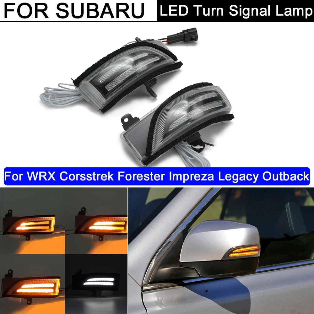 Subaru Sequential Flash  LED Side Mirror Turn Signal Light For Subaru WRX STI Outback Legacy Impreza Function as DRL+turn light