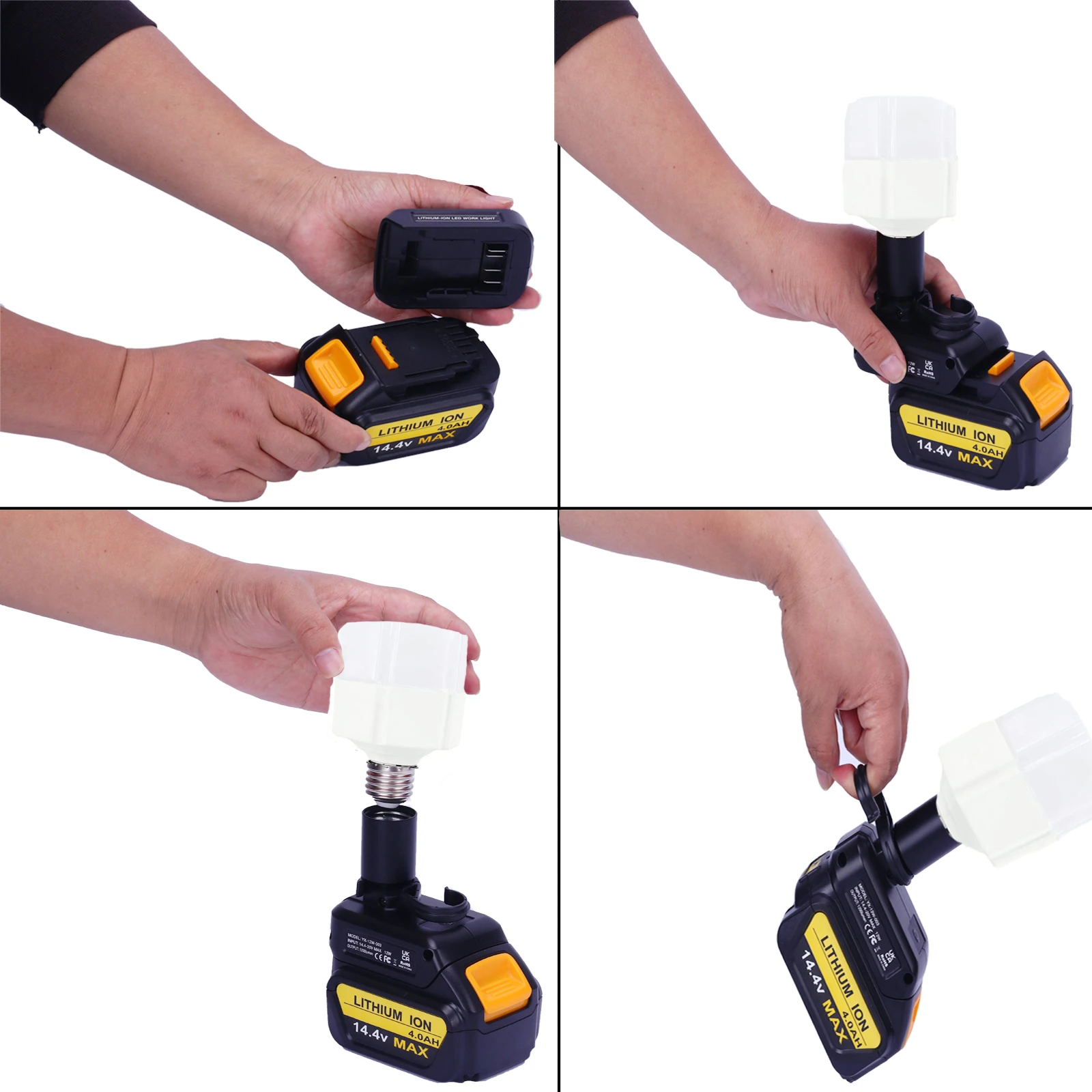 調整可能なポータブルLEDキャンプライト,屋内緊急作業灯,バッテリーはDeWalt,12w,dcb203,dcb204,dcb