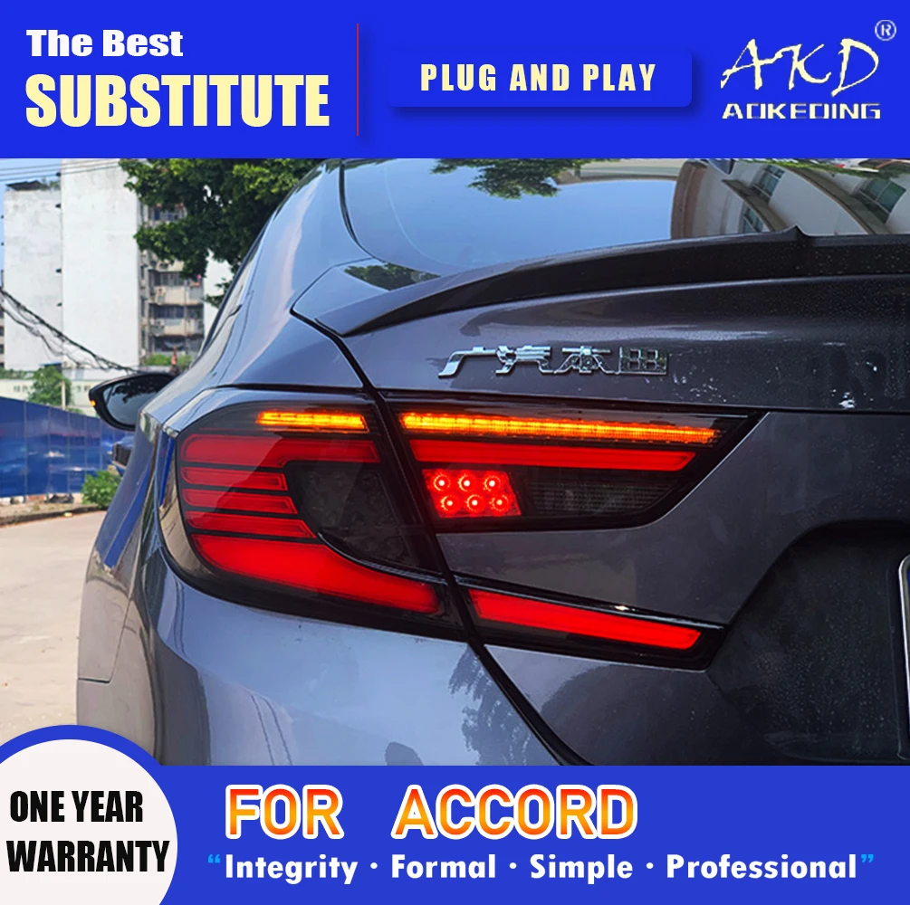 AKD Tail Lamp for Honda Accord G10 LED Tail Light 2017-2021 Accord G10 Rear Fog Brake Turn Signal Automotive Accessories