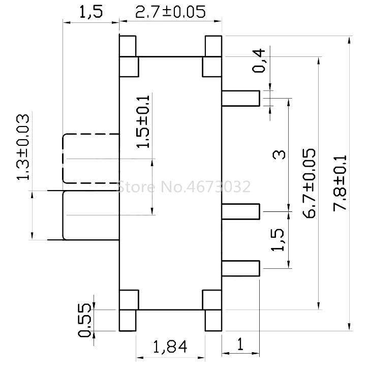 100pcs mini smd smt MSK-12C02 TOGGLE switch 7pin 1P2T on/OFF Slide Switches FOR MP3 MP4