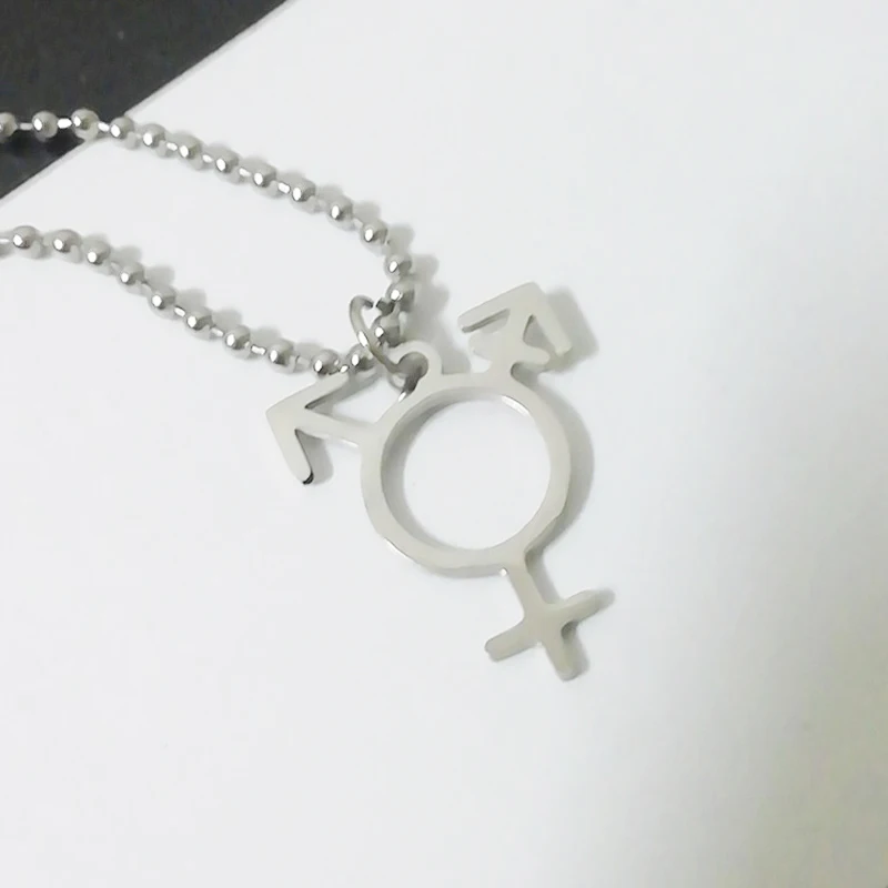 Stainless Steel Transgender Symbol Necklace Transgender Pride Jewelry Male And Female Symbol Necklace Transgender gift