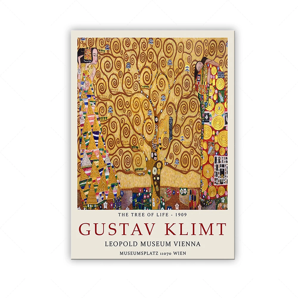 Gustav Klimt Exhibition Poster, Tree of Life, Wall Art Decor, Art Nouveau, Vintage, Gift Idea, Gallery Art, Scenery, Garden