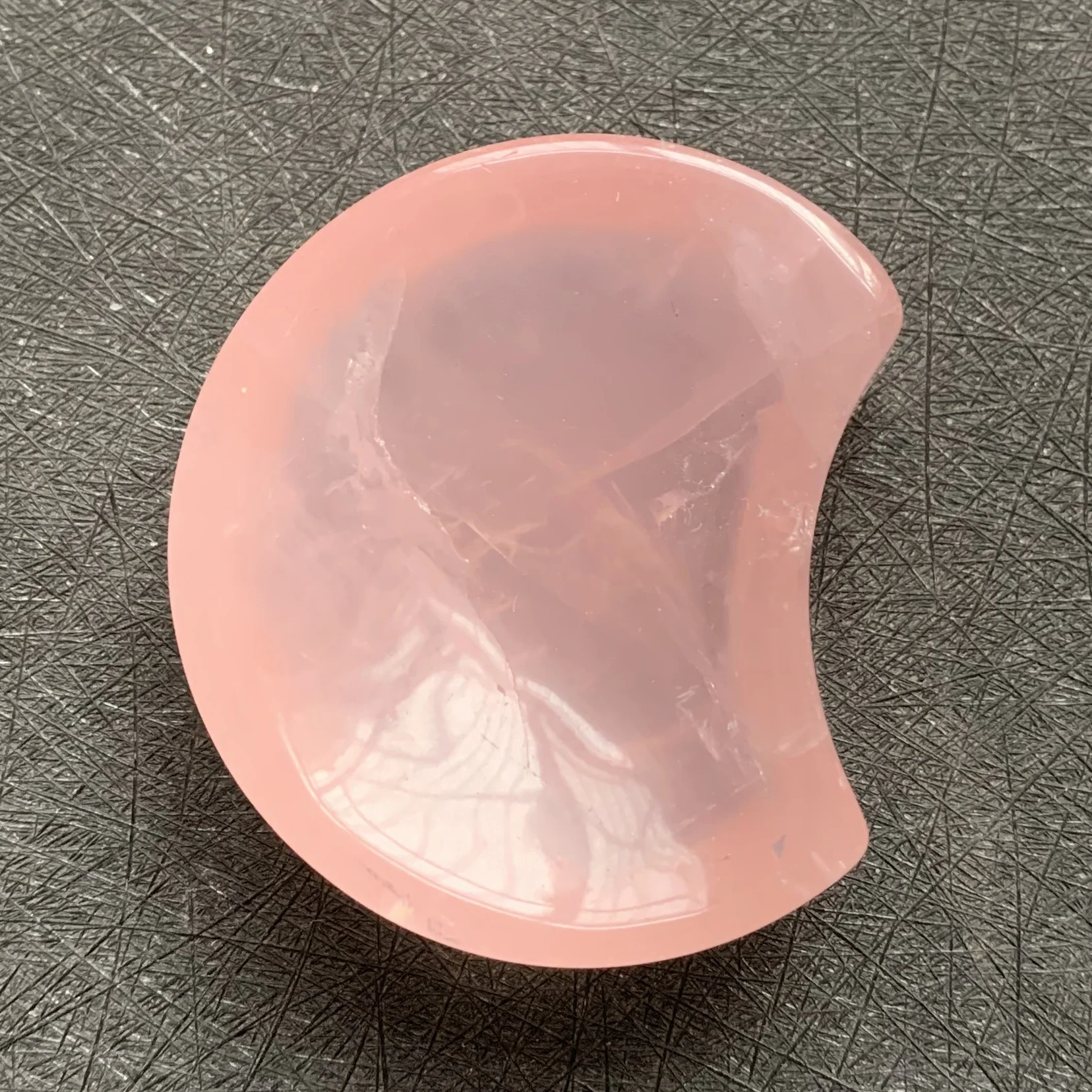 Natural Rose Quartz Bowl Heart Colorful Decoration Polished Moon Pink Crystal Dish