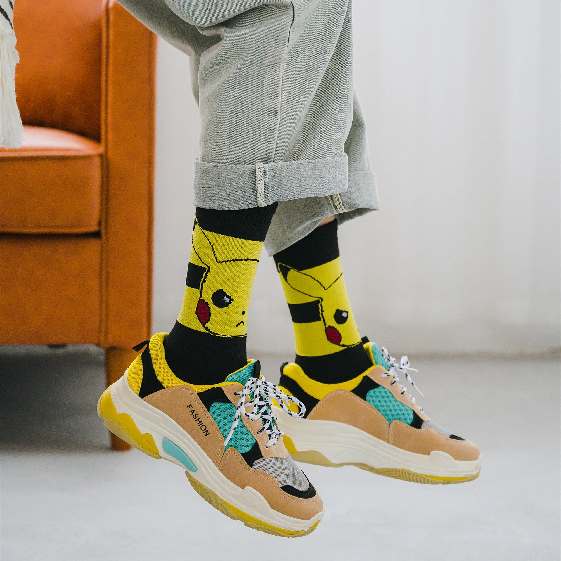 Pokemon Pikachu Figure Cotton Socks Pokemon Squirtle Charmander Bulbasaur Anime Cosplay Men Women Christmas Gift Sock