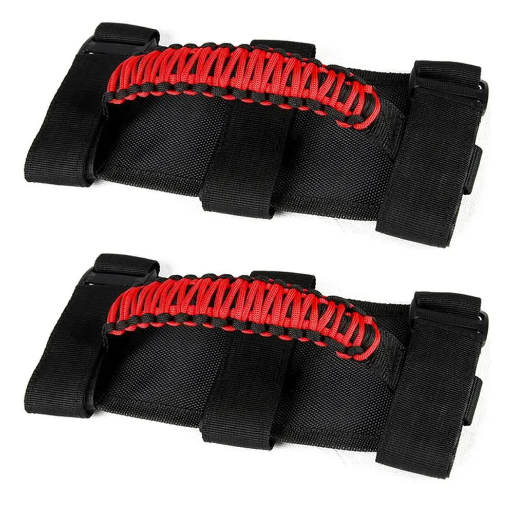 CheroCar 4-Piece Red Roll Bar Grab Handles For Jeep Wrangler JL/JT 2018+ (Front & Rear)