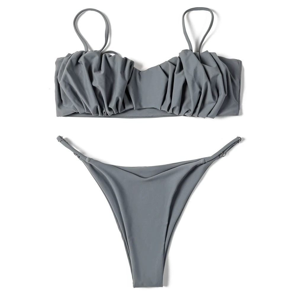 ZTVitality Folds Bikini Set 2022 Recién llegado Sólido Sujetador acolchado Push Up Traje de baño Ropa de playa para mujer Traje de baño sexy Biquini