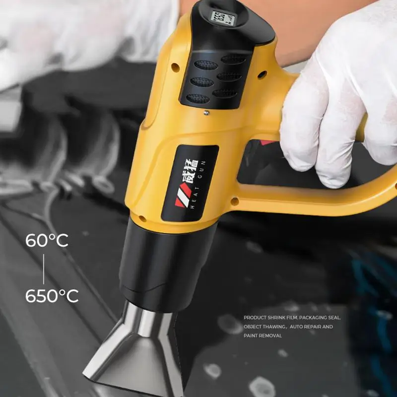 2500W pistola ad aria calda elettrica industriale Display digitale pellicola per auto pistola ad aria calda velocità continua temperatura regolabile