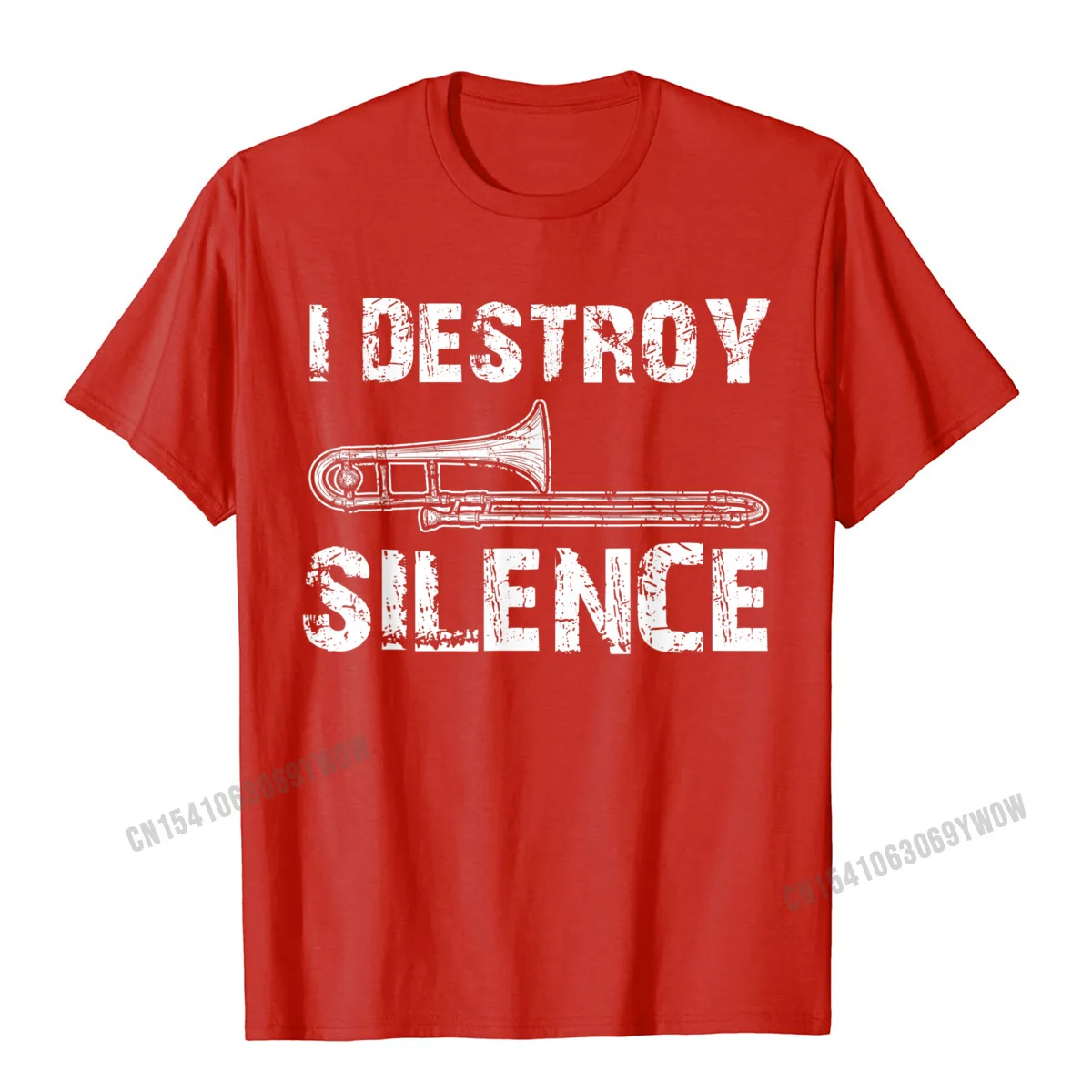 I Destroy Silence Funny Trombone Marching Band T-Shirt Camisas Men Tops & Tees New Design Design Cotton Men\'s T Shirt Normal