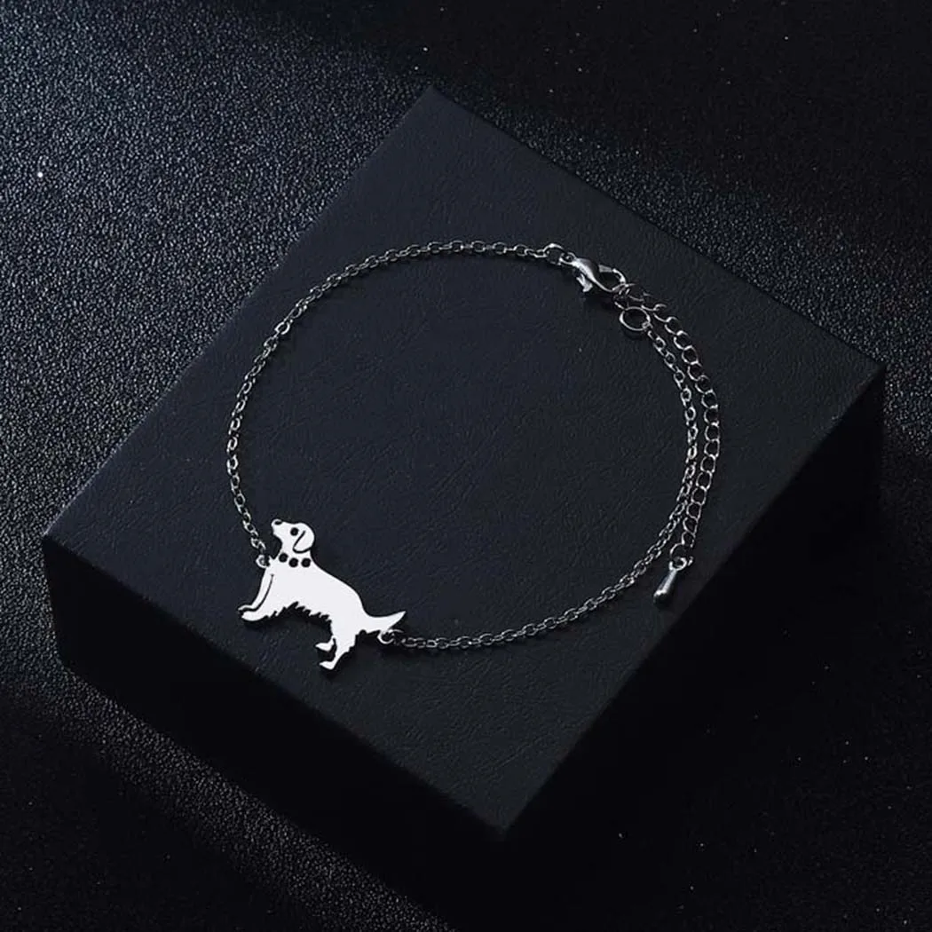 Cxwind Fashion English Bulldog/Schnauzer/Golden Retriever Dog Bracelet  Feminine Jewelry for Women Gifts Charm Bracelet Pulsera