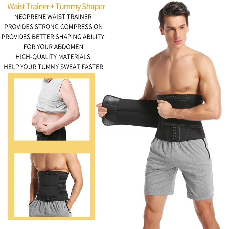 Mens Neoprene Abs Wiast Shaper Sauna Sweat Band Belly Slimming Belt Active Waist Trainer Trimmer with Adjustable Strap