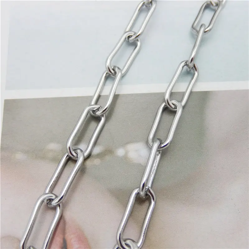 Julie Wang 1 Meter Stainless Steel Straight Link Figaro Chain White K Golden Necklace Bracelet Anklet Jewelry Making Accessory