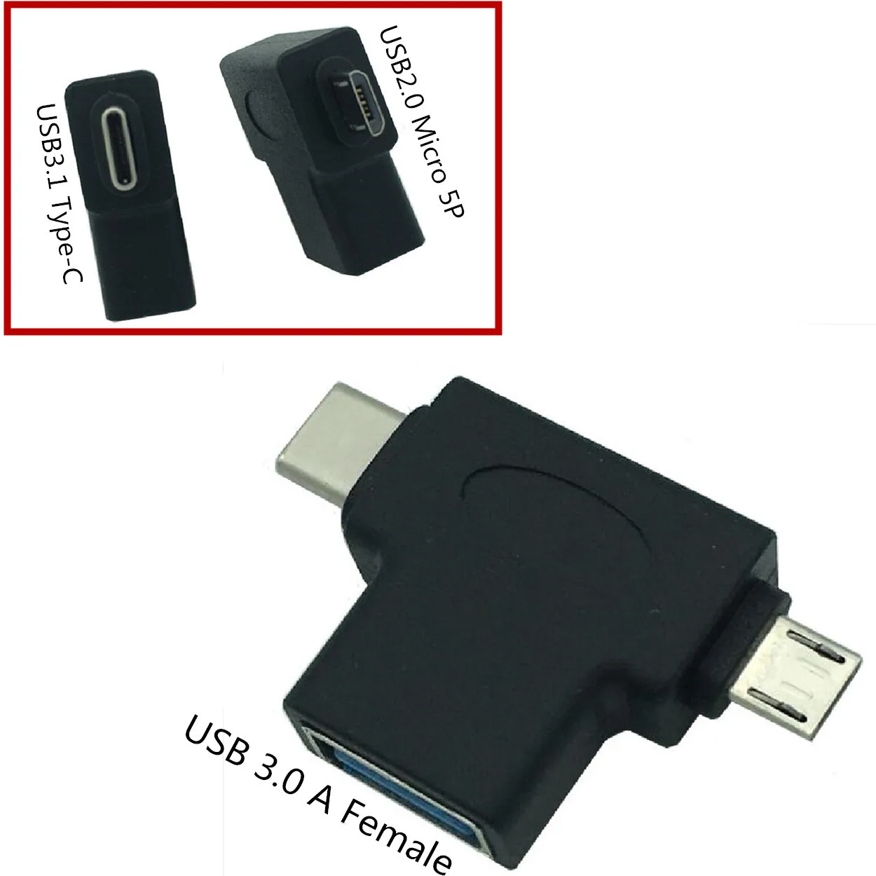 Адаптер 2 в 1 Micro USB 3,0 и USB 3,1 Type C Usb Otg