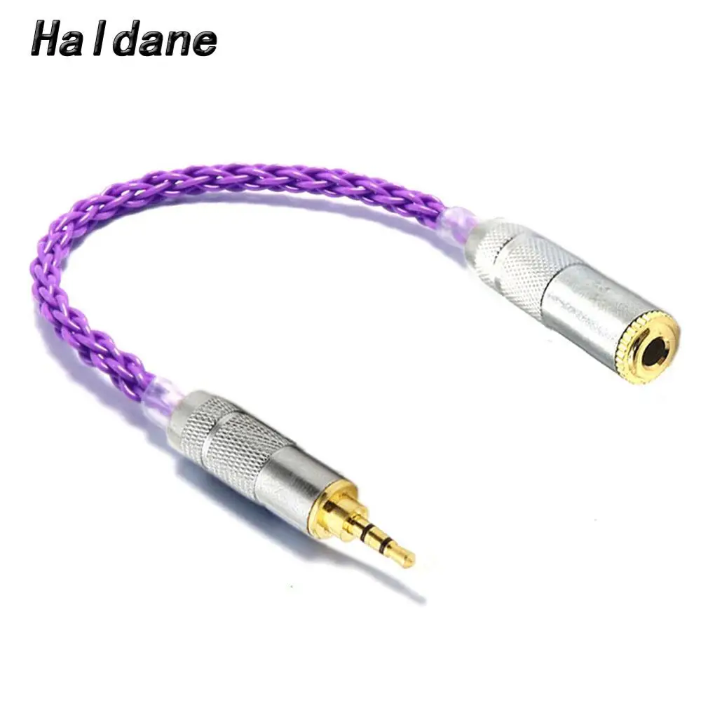 Haldane HIFI 2.5mm TRS 3pin Male to 3.5mm Stereo 3pin Female Hi-End Audio Adapter 2.5mm to 3.5mm Silver Plated Cable Connector