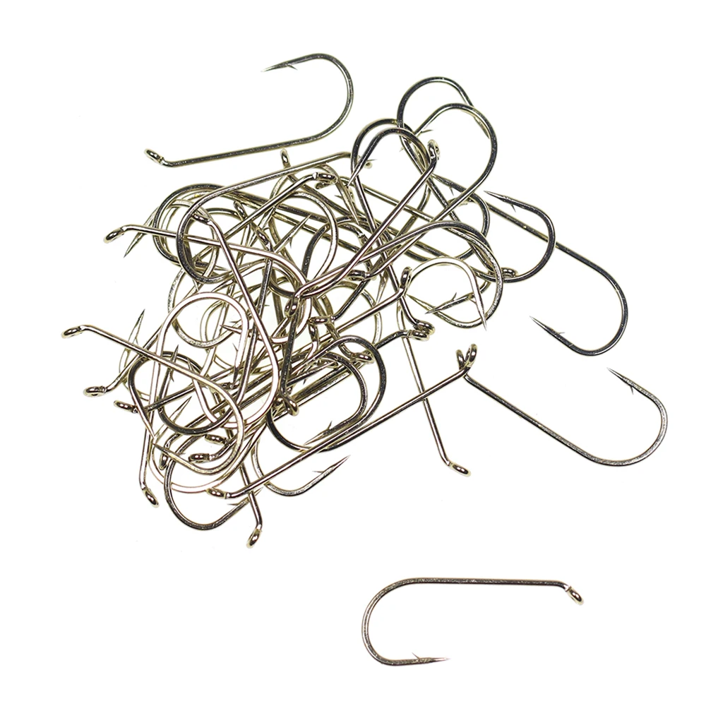 ICERIO 500/1000PCS Fly Tying Hook High Carbon Steel Nymph Dry Wet Fishing Fly Hook Down Eye 1X Long Shank Round Bend