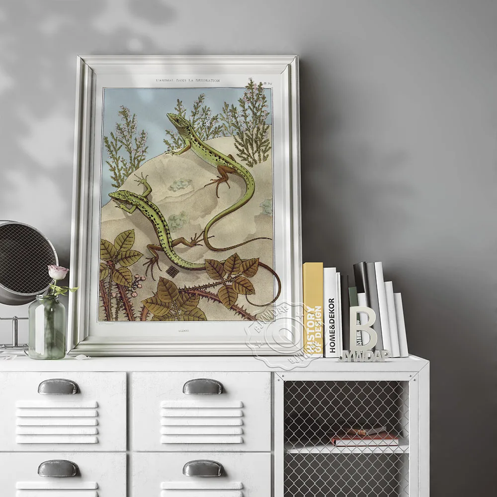 اثنين من ملصق صحراوي Geckos الأخضر، صورة أبو بريص لطيفة مصنوعة يدويًا من الفن الحديث والزواحف اللطيفة، ديكور غرفة الأطفال على شكل حيوانات كرتونية #6