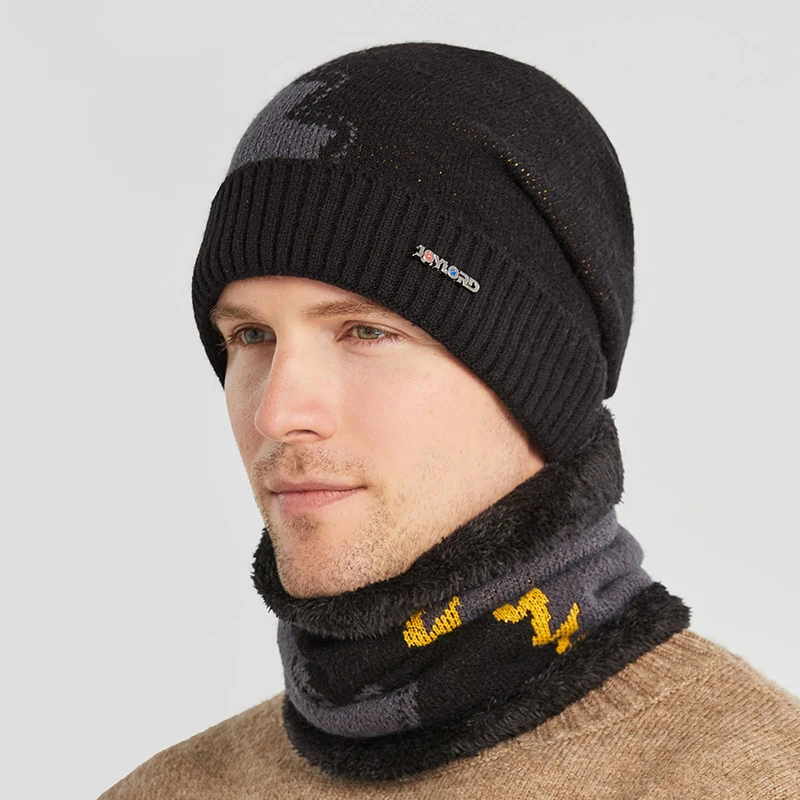 Chapéus de malha de inverno de outono para homens beanies chapéu moda masculina quente ao ar livre ciclismo bonnet bonés meninos cachecol chapéus