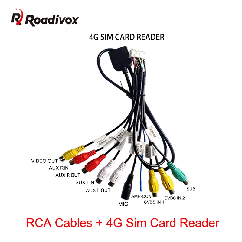 

Android radio Car Accessories RCA Output Wire Aux-in subwoofer 4G microphone Adapter 16Pin universal cable for Android radio