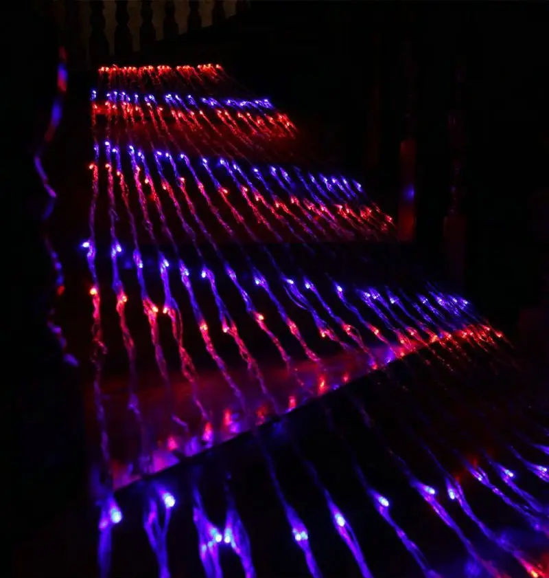 Imagem -05 - Led Water Flow Curtain Fada Luz Cordas Natal Xmas Garden Party Multicolor Wall Decor Branco e Azul Cortina Cachoeira 3mw* 6mh 640leds