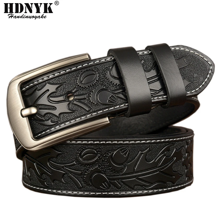 

Men Genuine Leather Belts Pin Buckle Belt Luxury Brand Designer High Quality Waist Strap Male for Jeans Cintos Masculinos 2020