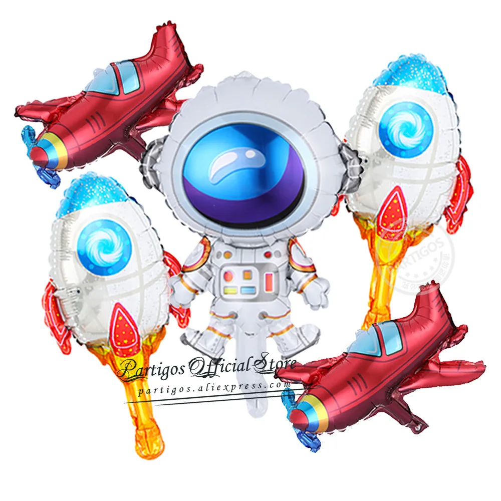 5Pcs/Set Minisize Outer Space Theme Astronaut Rocket foil balloons 10Inch Star Globos Kids Toy Boys Birthday Party decorations