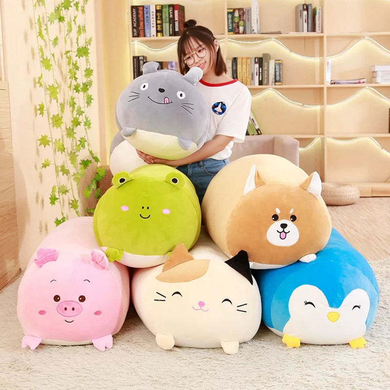 30-90CM Animal Cartoon Pillow Cushion Cute Fat Dog Cat Totoro Penguin Pig Frog Dino Plush Toy Stuffed Lovely kids Birthyday Gift