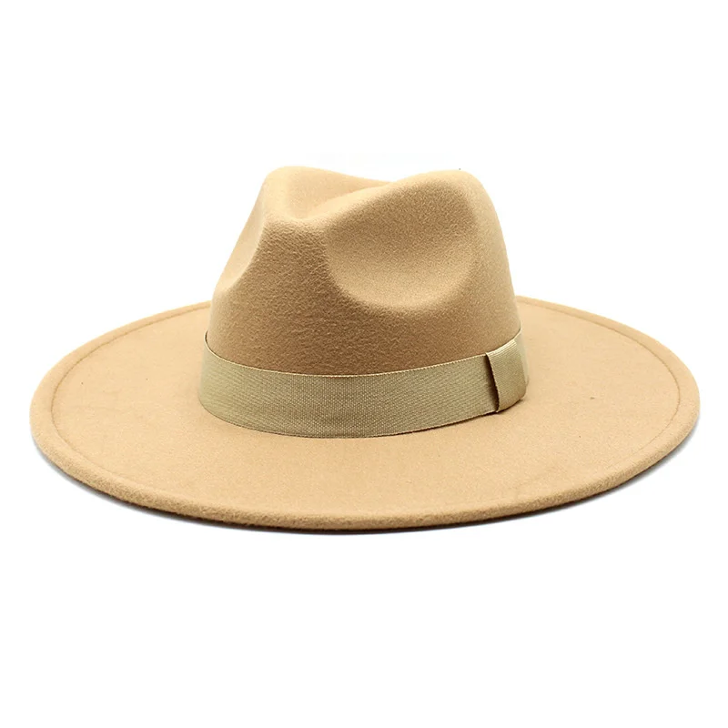 

Fedora Hats for Women New 9.5cm Wide Brim Dress Men Caps Felted Hat Panama Church Wedding Ribbon Band Men Hat Sombreros De Mujer