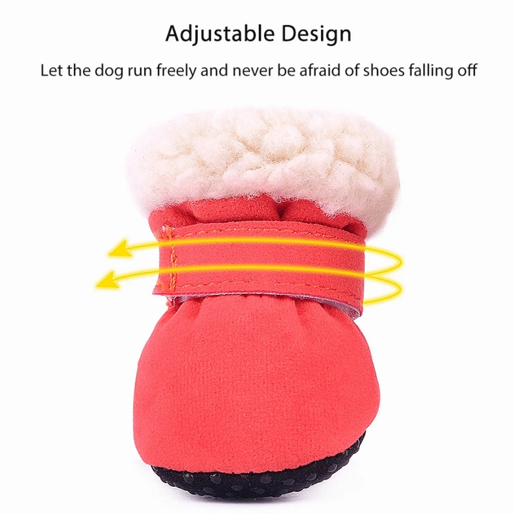 4 Pcs/Sets Winter Dog Shoes For Small Dogs Warm Fleece Puppy Pet Shoes Waterproof Dog Snow Boots Chihuahua Teddy Yorkie Shoes