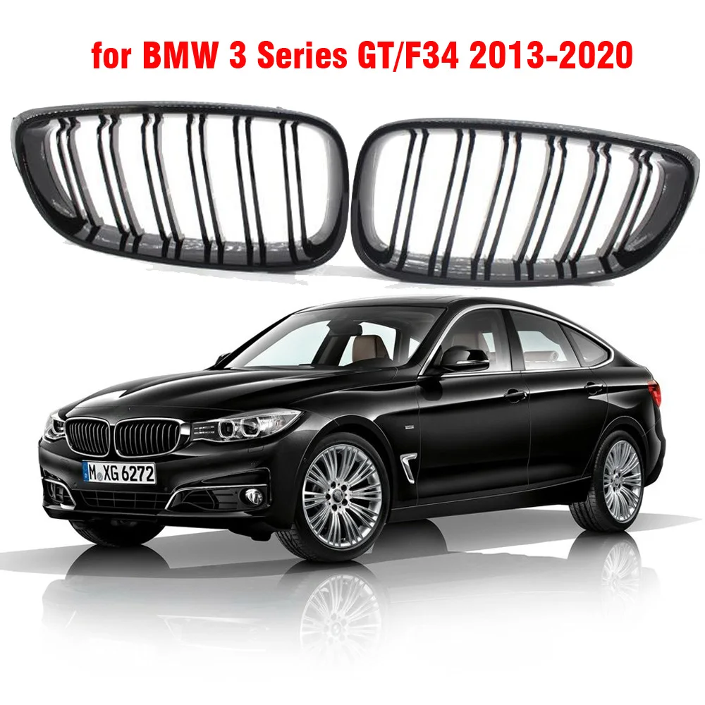 Gloss Black Front Bumper Kidney Grill Grilles For BMW 3 Series GT F34 2013-2020 320i 328i 335i XDrive Double Line M Style