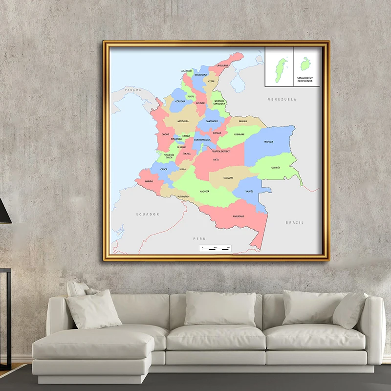 150*150 cm In Colombia spagnola mappa Non tessuta tela pittura Wall Art Poster soggiorno decorazione della casa forniture per studio per bambini