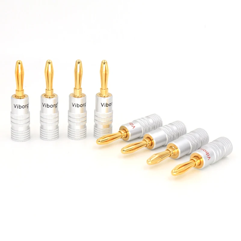 Viborg X24pcs 4mm Speaker Banana Plugs 24K Gold plated Screw speaker cable extension adapter jack