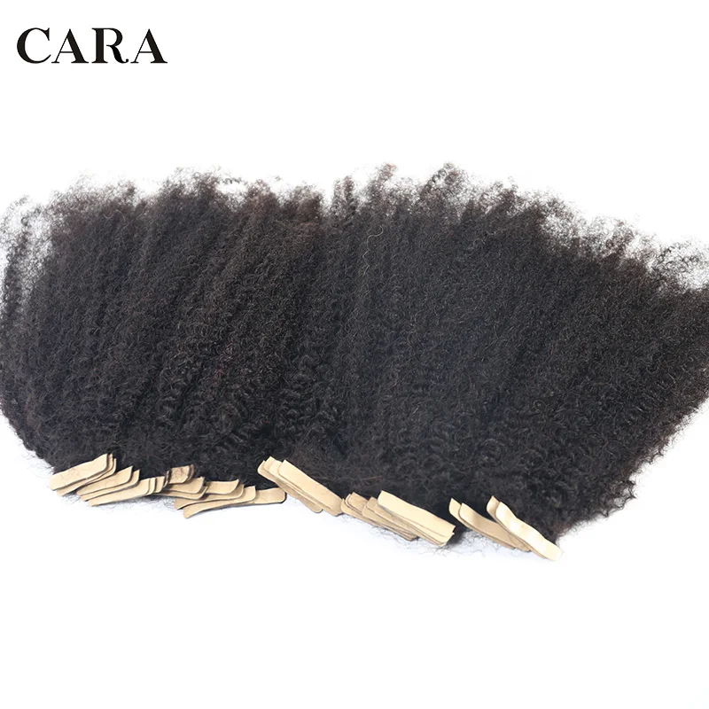 Braziliaanse Afro Kinky Krullend Pu Tape In Extensions Menselijk Haar Peruaanse Maagd Haar Voor Zwarte Vrouwen 4B 4C Naadloze Bundels wave