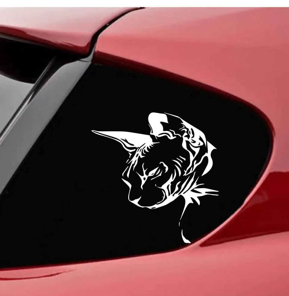 1 piece Car Styling Sphynx Cat Animal Window Decoration Decal Creative Motorcycle Car Stickers Black/Silver 15.3*16CM