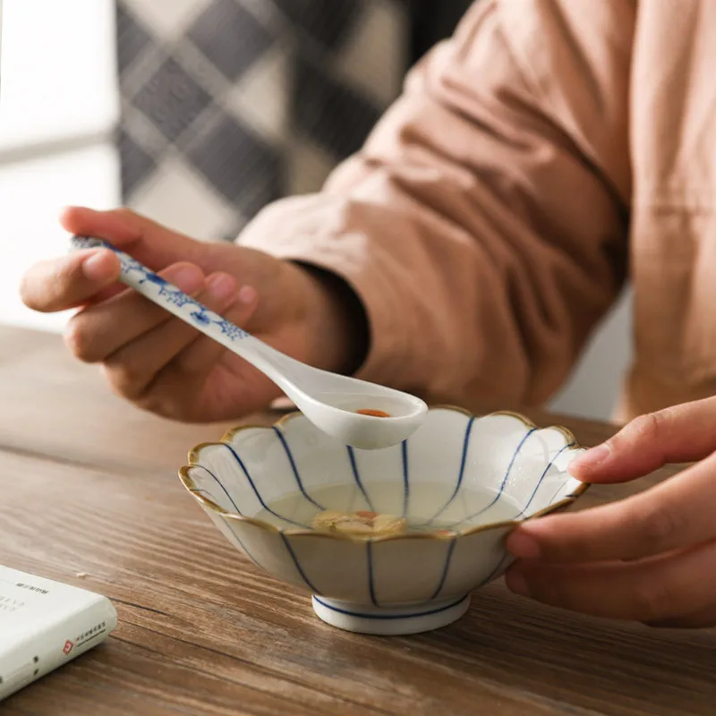 Small Cute Ceramic Flower Shaped Dessert Bowls, Handmade Fruit, Ice Cream Dishes, Eco Friendly Japanese Tableware