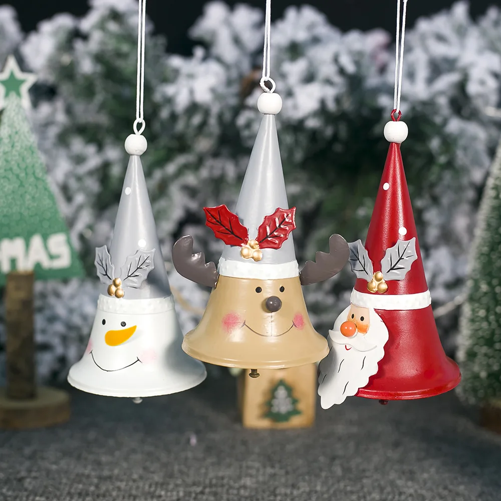 Christmas bell tieyi colorful drawing printing old man snowman reindeer pattern Christmas tree decoration 2020 New Year gift