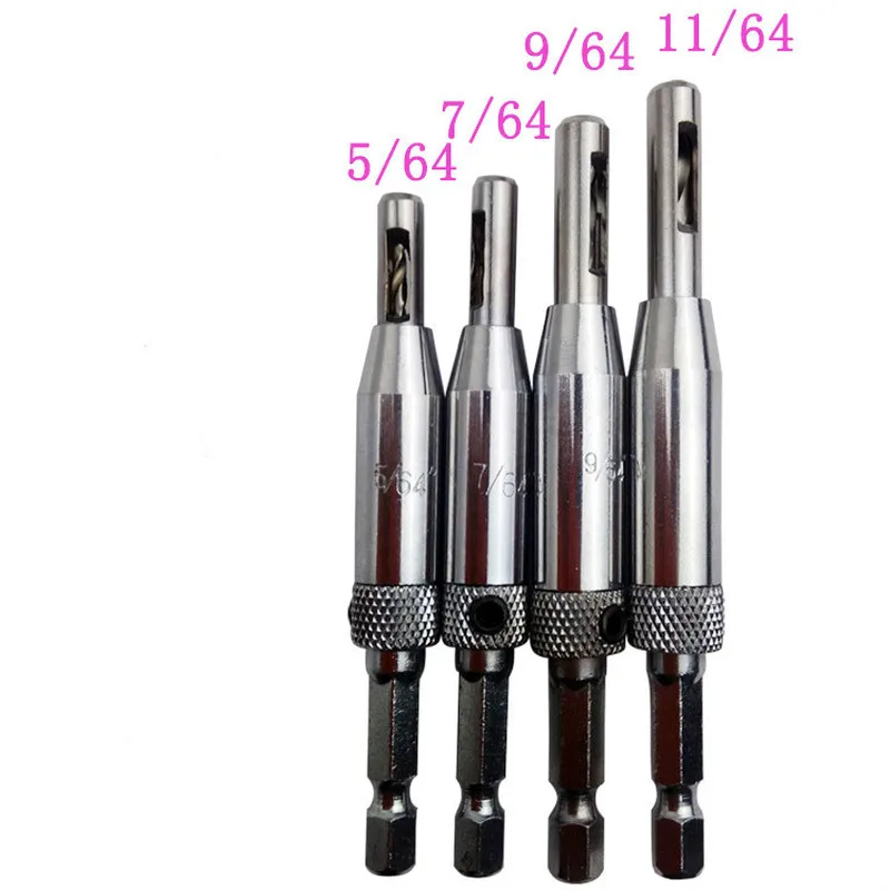 JUSTINLAU 4 HSS Tự Centering Bản Lề Khoan Bộ Cửa Tủ 5/64 "7/64" 9/64 "11/64" trung Tâm Mũi