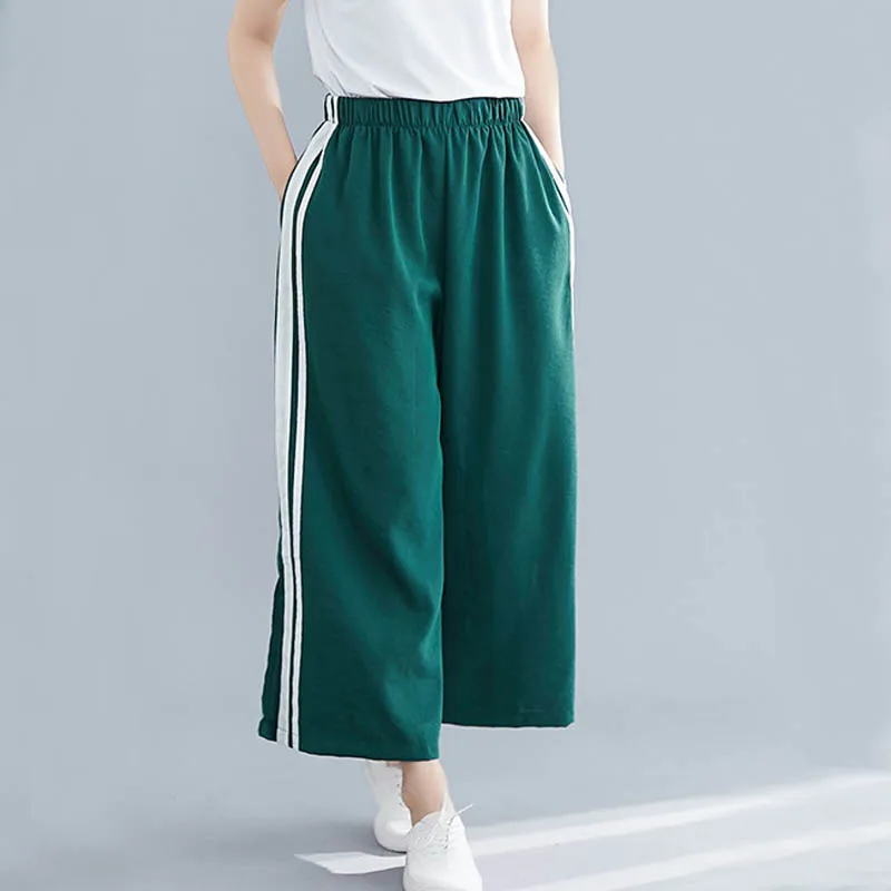 Summer Cropped Wide leg pants women Oversized 5XL 6XL 7XL 8XL pants women green black colors