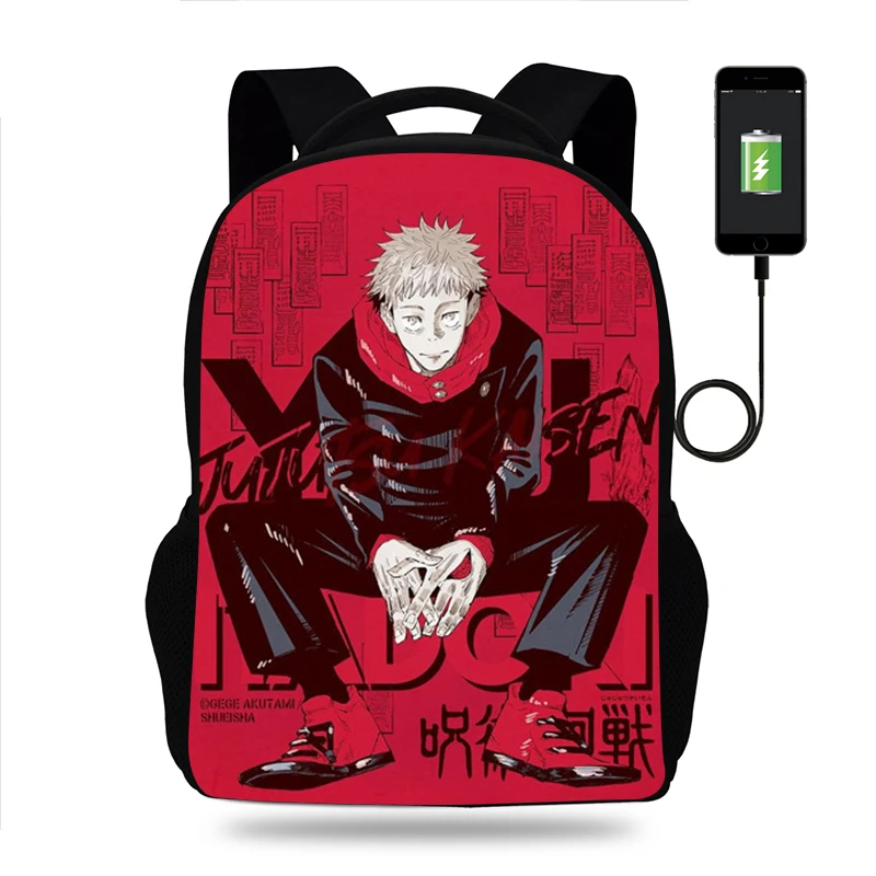 Boys Girls School Bag Anime Backpack Children Book Bags Men Women Rucksack Teens USB Travel Knapsack Mochila